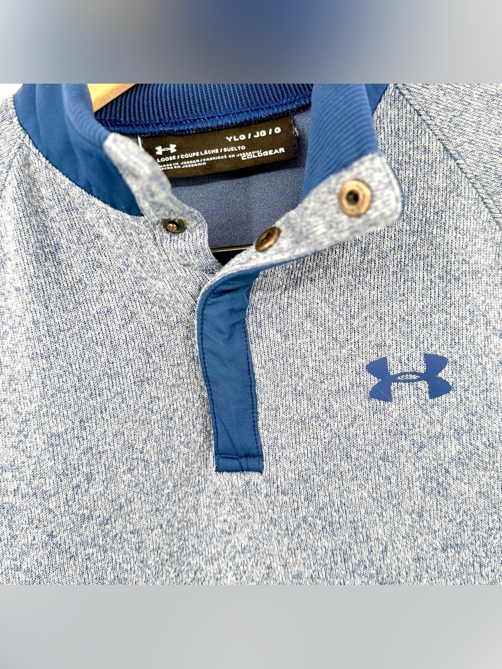 Under Armour ColdGear Youth Large YLG Blue Snap Pullover
